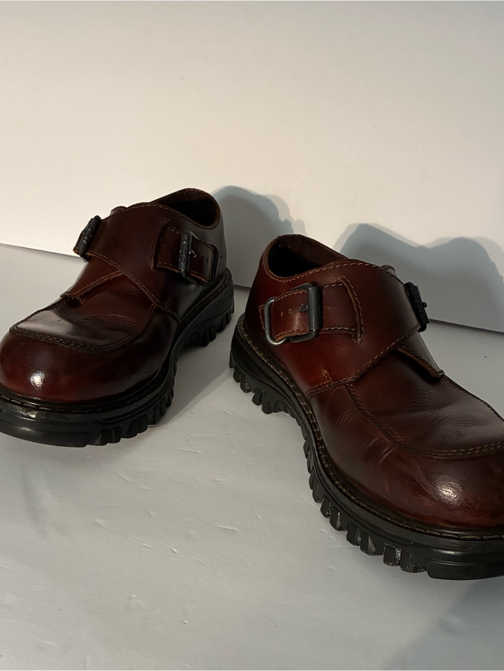 Vintage GBX Men's Dark Brown Leather Monk Strap Slip-Ons Heavy